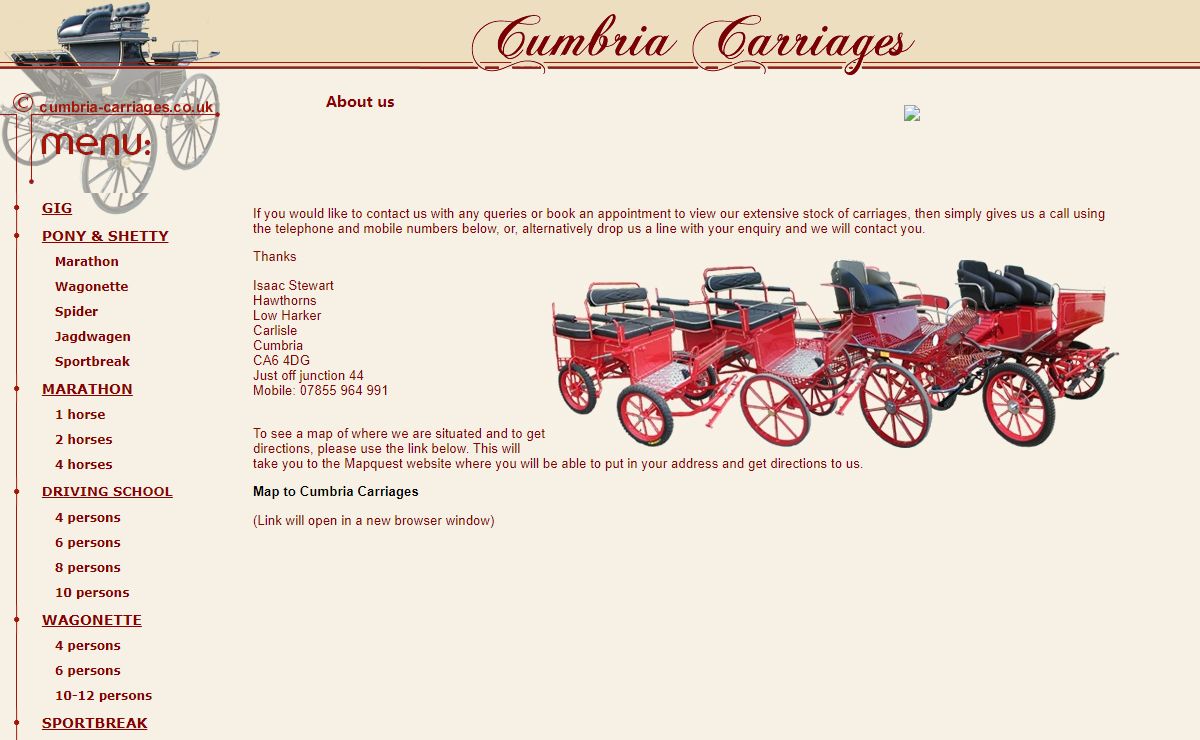 Cumbria Carriages Stockist of horse-drawn carriages in the North