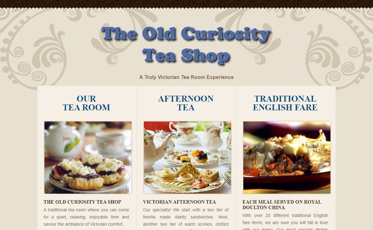 The Old Curiosity Tea Shop - A Truly Victorian Tea Room Experience - Afternoon Tea is our specialty!