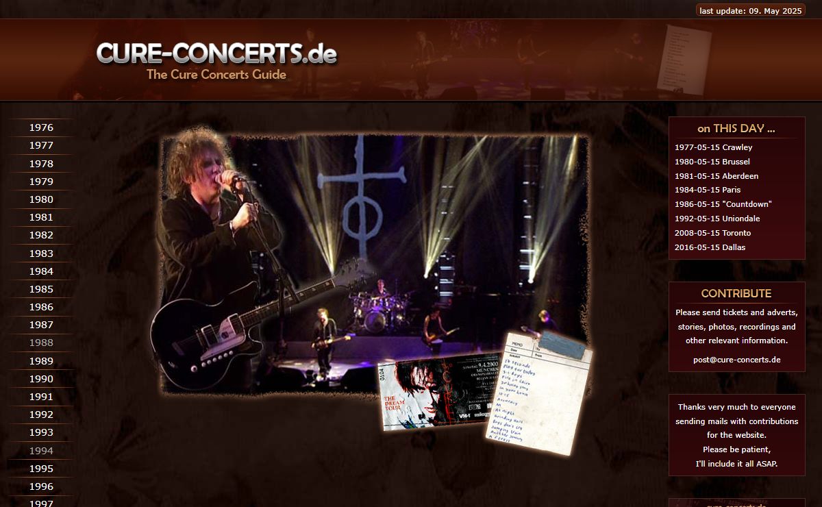 The Cure Concerts Guide | The Cure Concert Dates and Setlists