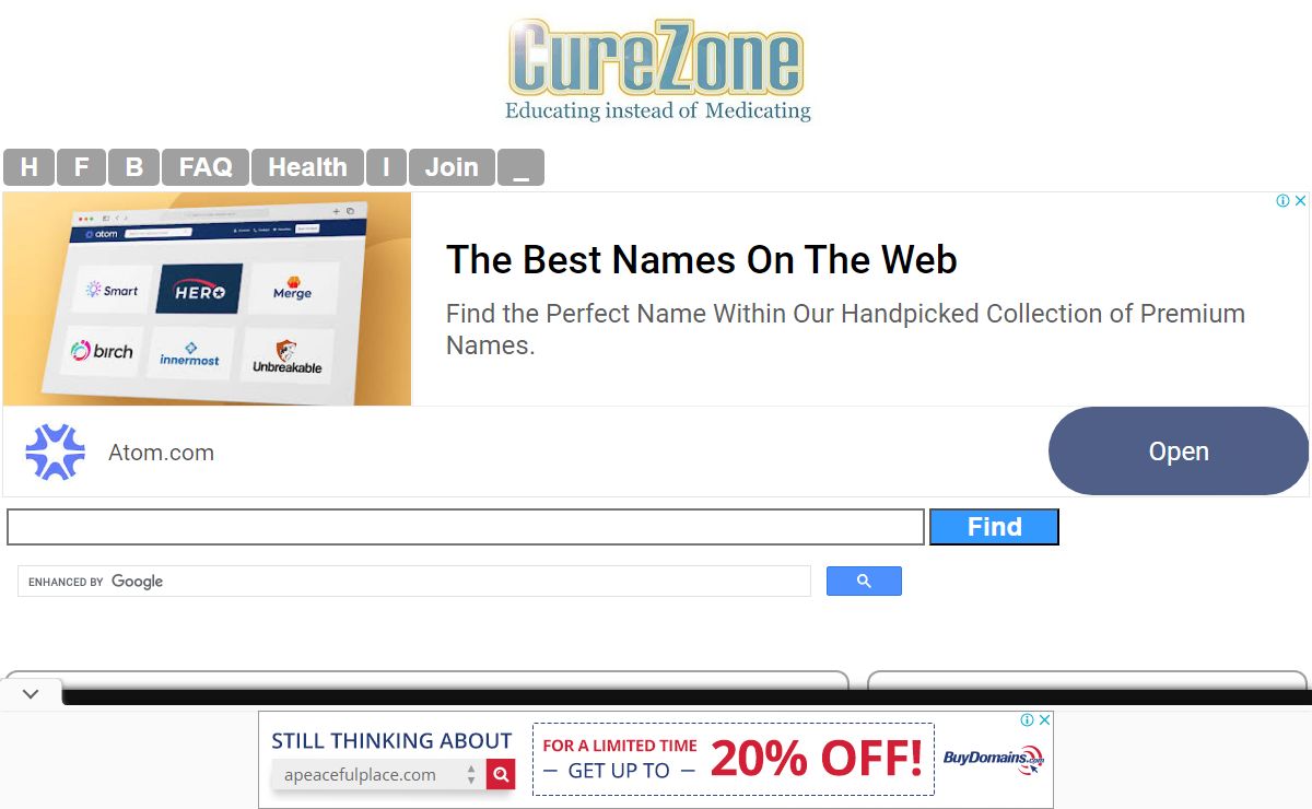 Alternative Medicine Forums, Blogs, News, FAQs, Surveys, Knowledgebase on www.curezone.org