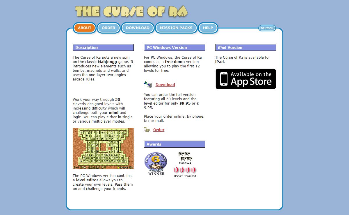Free Download of the Mahjongg game The Curse Of Ra