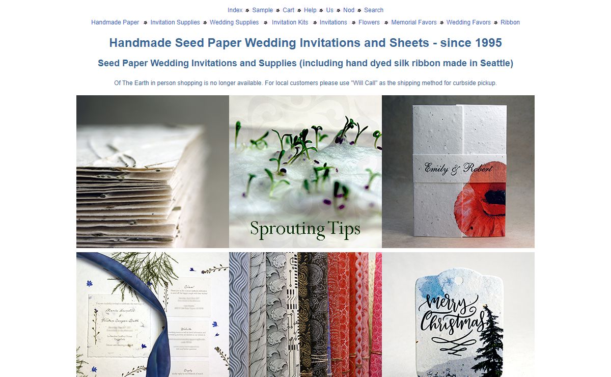 Handmade Paper Wedding Invitations - Recycled Custom Seed Paper Made in the USA hand dyed silk ribbon manufacturer.