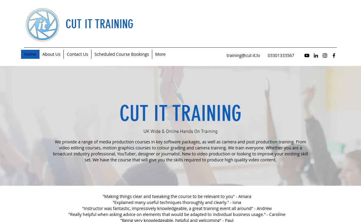 Media & Design Training | UK Wide & Online | www.cut-it.tv