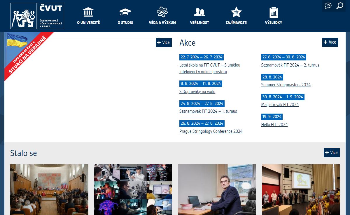 Home - Veřejný web - České vysoké učení technické v Praze