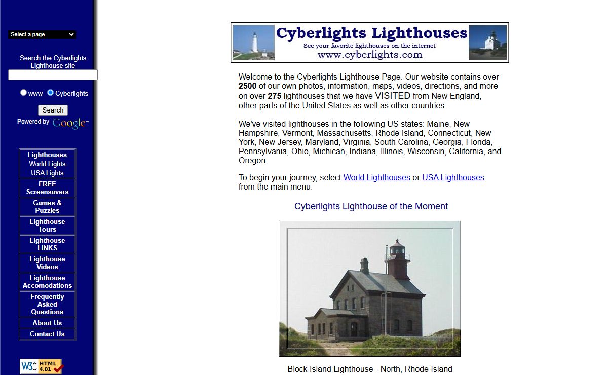 Cyberlights Lighthouses - Lighthouses of New England, USA, and Europe