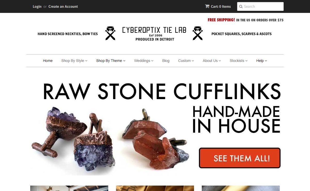 Cyberoptix TieLab. Hand Printed Neckties, Bow Ties & Scarves