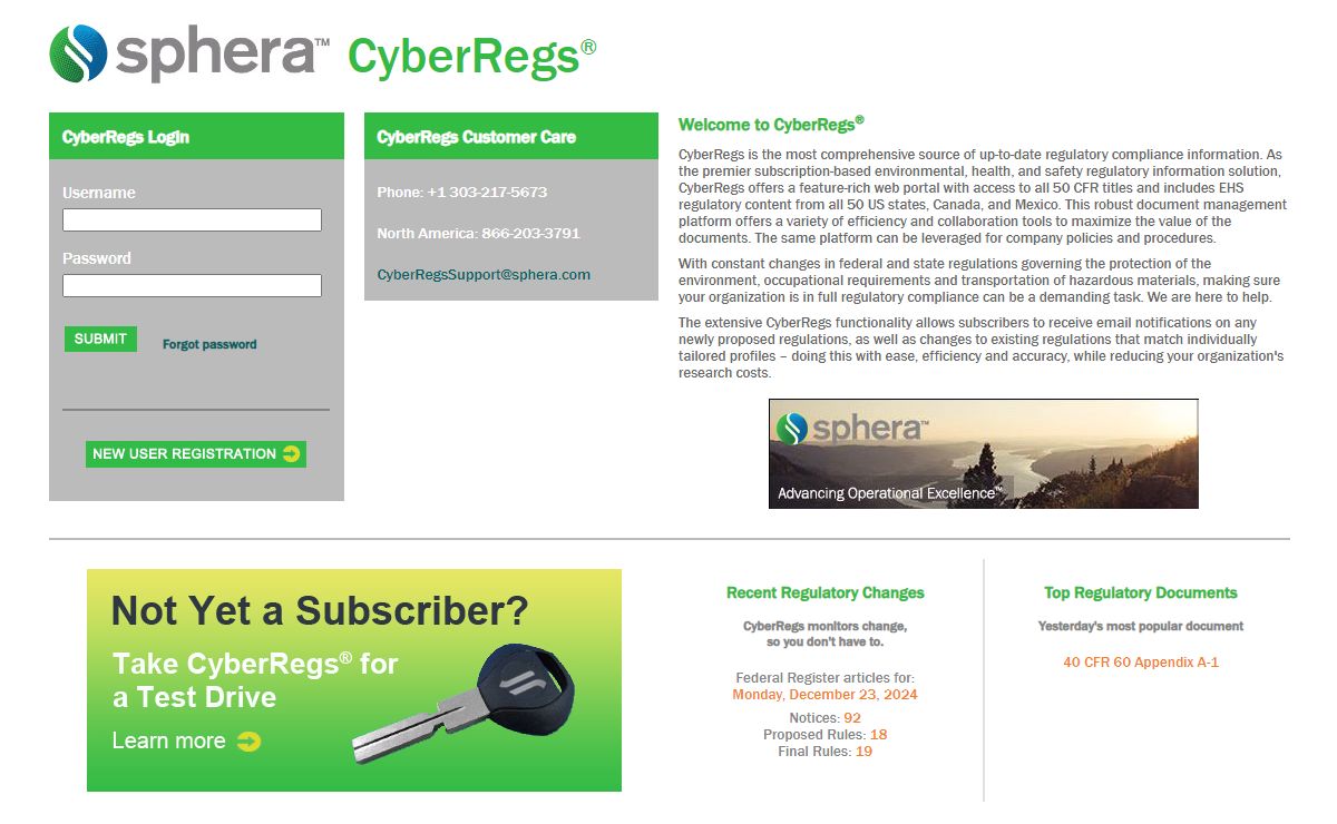 CyberRegs Login