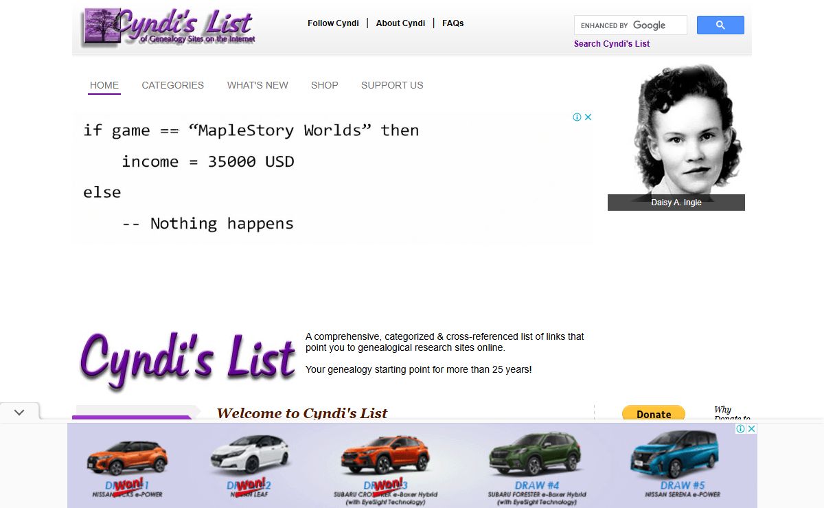 Welcome to Cyndi's List