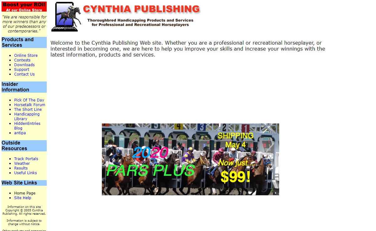 Cynthia Publishing - Thoroughbred Handicapping Products and Services