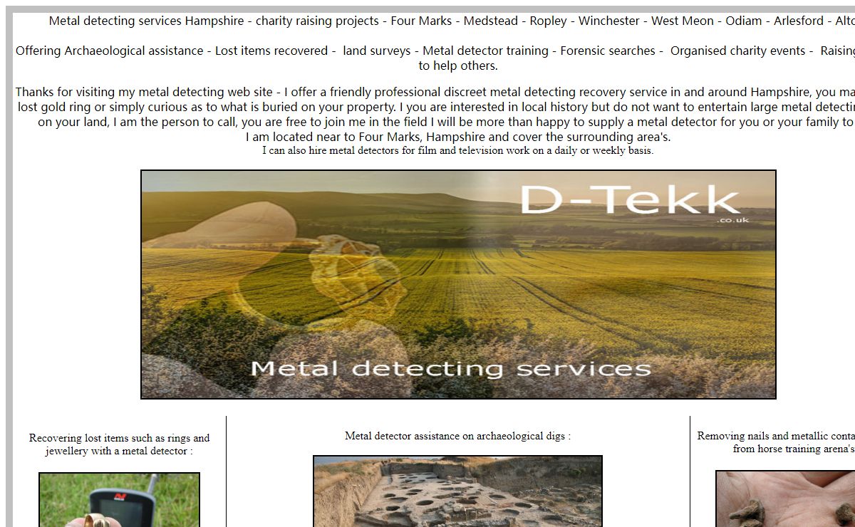 Metal detecting recovery services Four Marks Hampshire