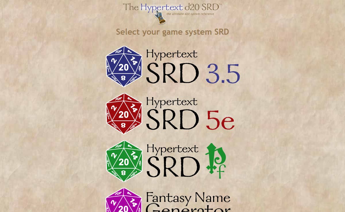 The Hypertext d20 SRD (v3.5, 5e & Pathfinder d20 System Reference Document) :: d20srd.org