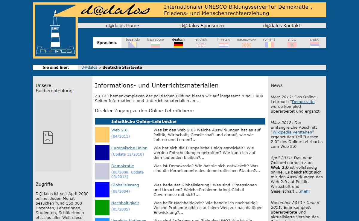 D@dalos: Politische Bildung, Demokratiepädagogik, Friedenserziehung, Menschenrechtsbildung online