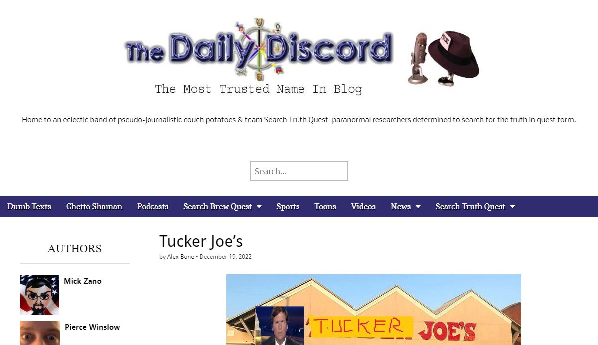The Daily Discord | Home to an eclectic band of pseudo-journalistic couch potatoes & team Search Truth Quest: paranormal researchers determined to search for the truth in quest form.