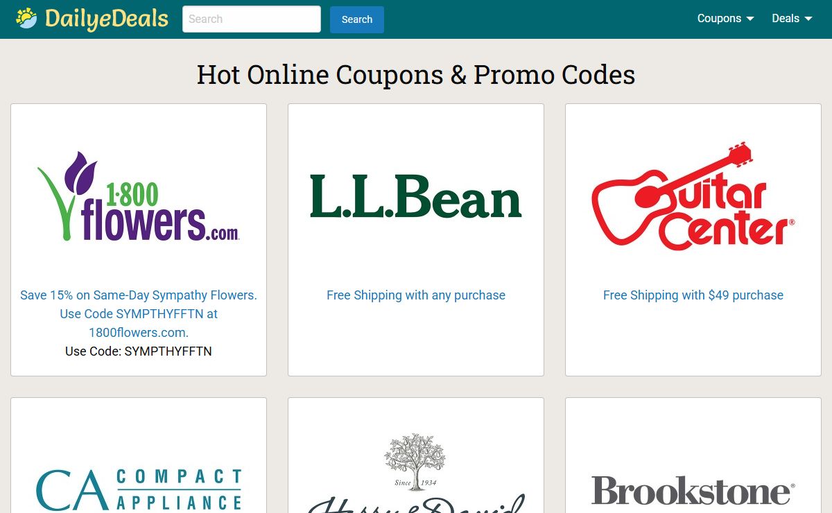 Online Coupons, Promo Codes, Discount Deals - DailyeDeals.com