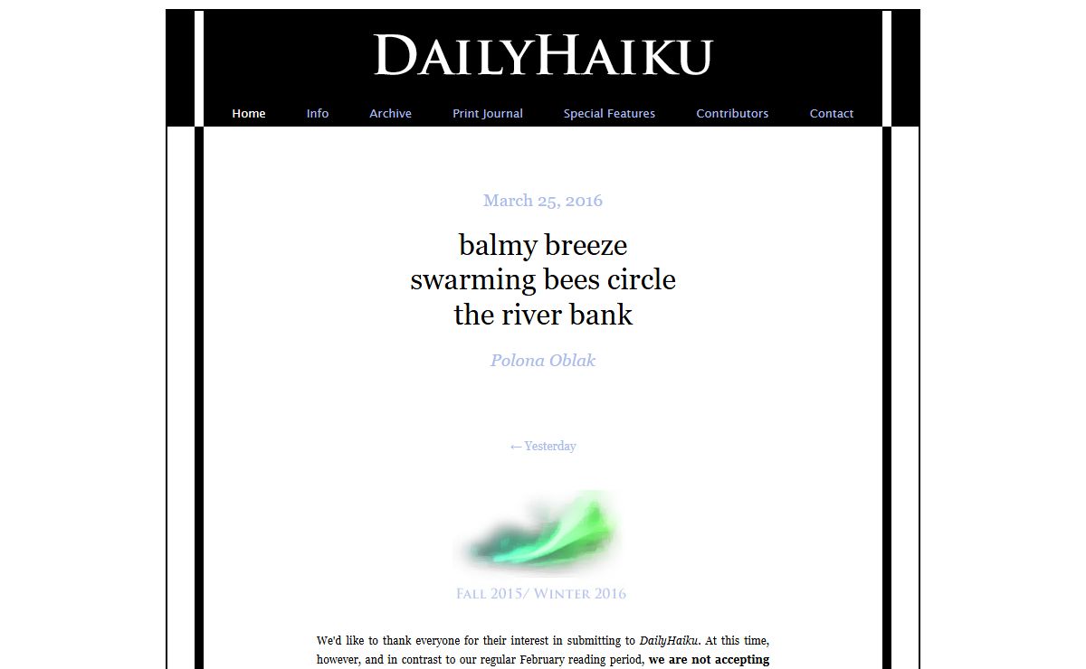 DailyHaiku - The Edited Journal of Contemporary Haiku
