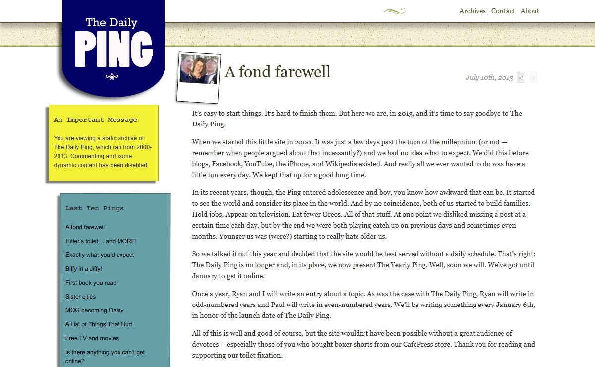 The Daily Ping: A fond farewell