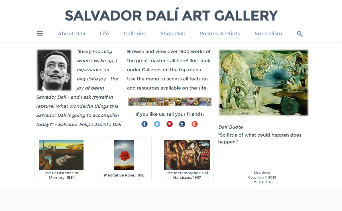 Salvador Dalí Art Gallery - Paintings, Drawings, Photos, Videos, and much more.