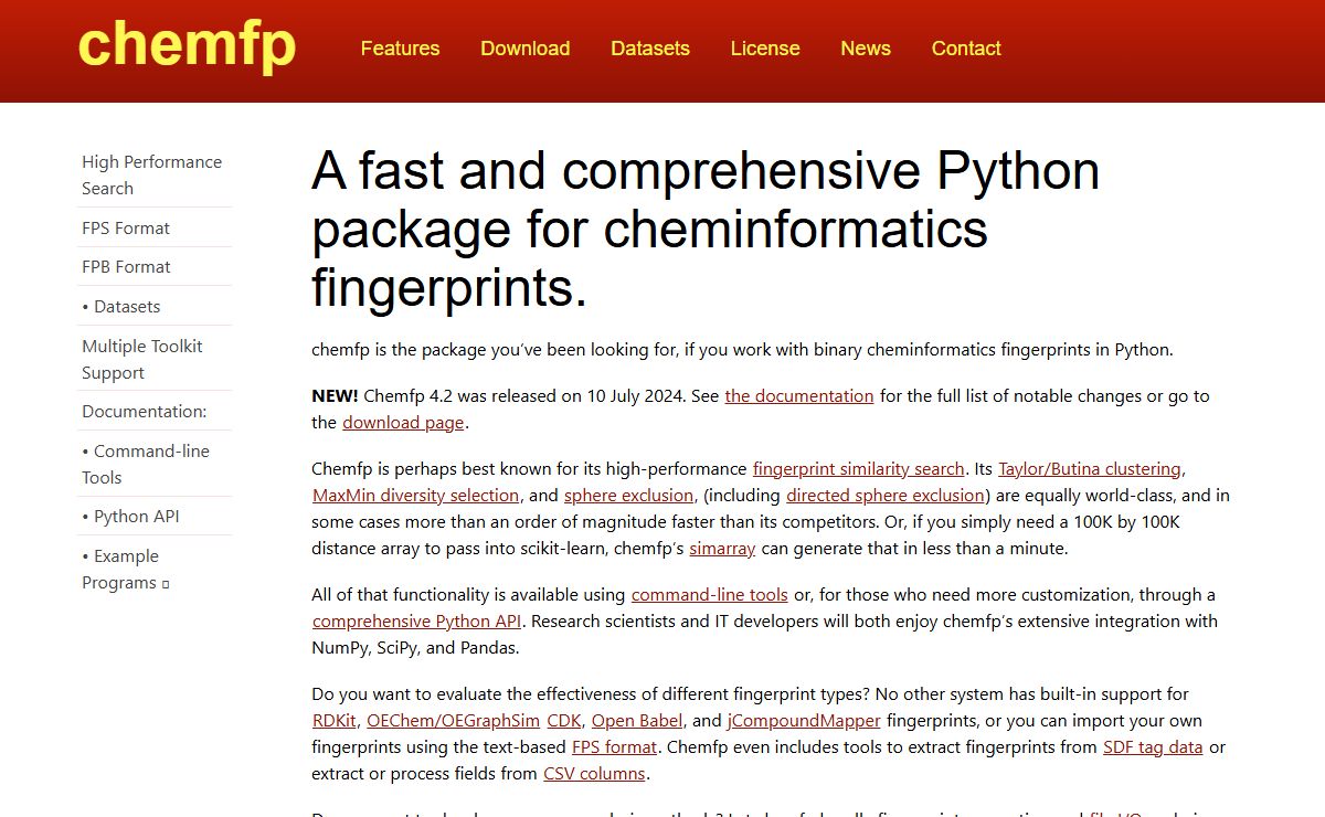 A fast and comprehensive Python package for cheminformatics fingerprints.