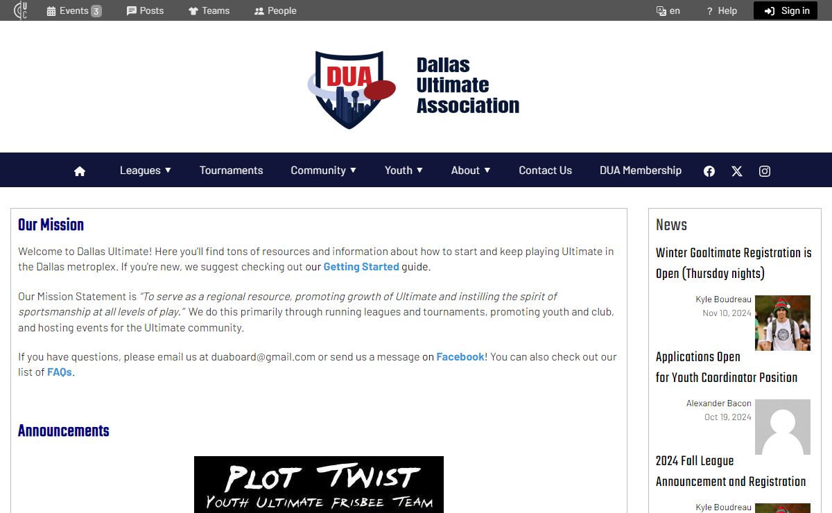 Sign up for league, learn more about pick-up games and contact a club team in the Dallas Metroplex area. - DUA - Dallas Ultimate Association