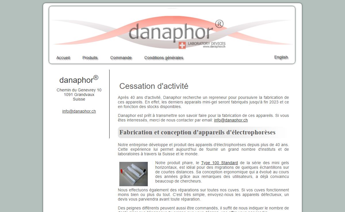 danaphor - fabrication d'appareils d'électrophorèses