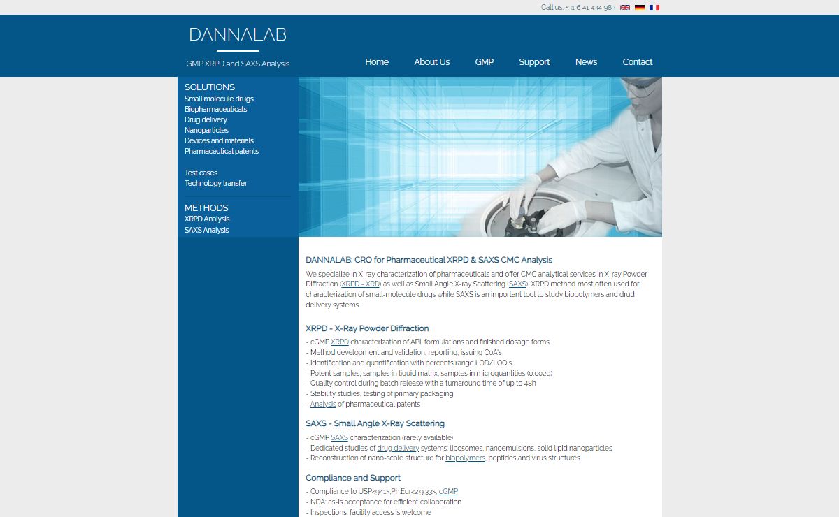 GMP XRPD and SAXS services at DANNALAB