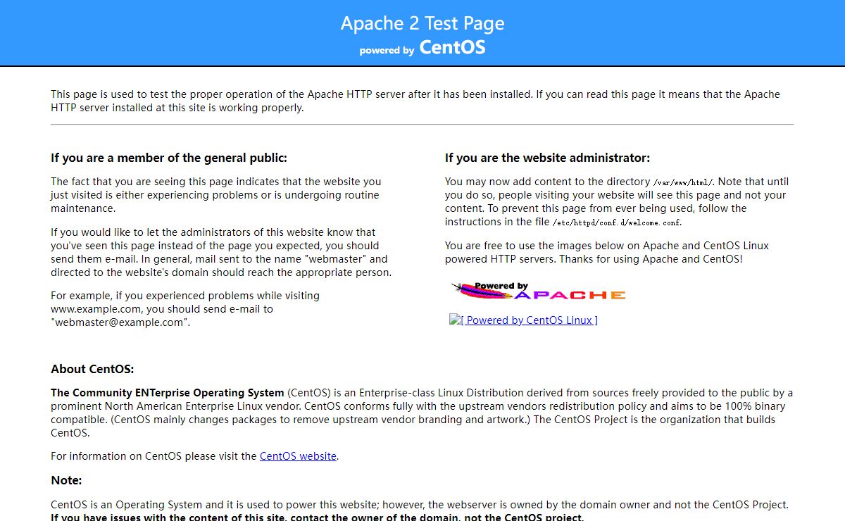 Apache HTTP Server Test Page powered by CentOS