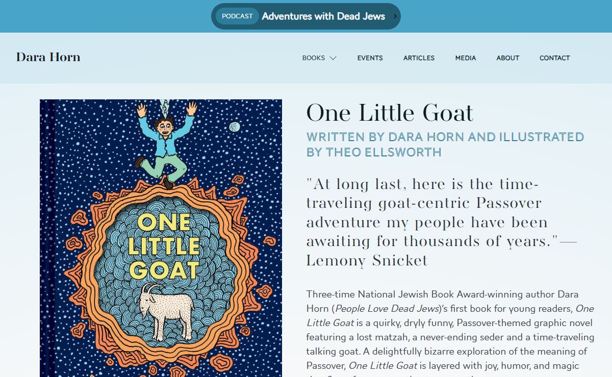 Official website of Dara Horn - One Little Goat written by Dara Horn and illustrated by Theo Ellsworth
