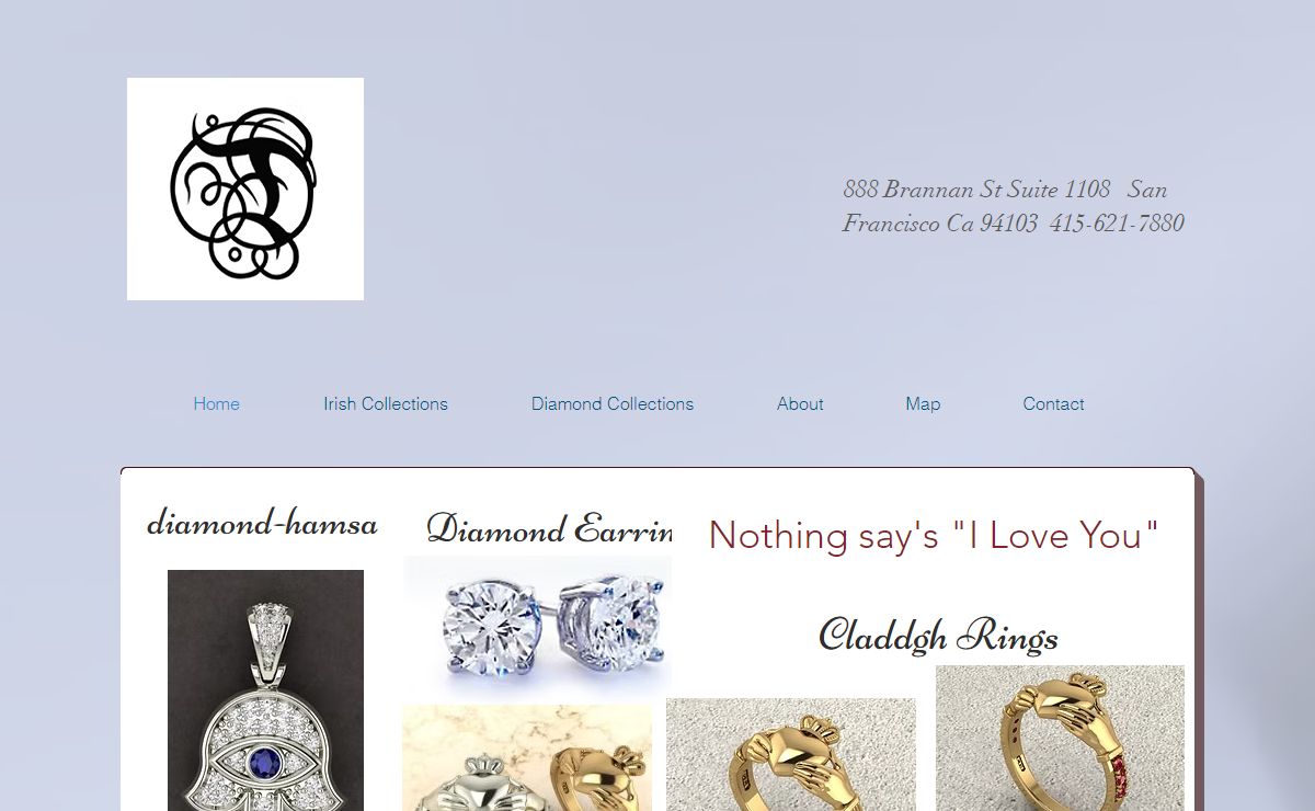 Irish jewelry Claddagh Rings Diamond Halo Rings San Francisco Ca.