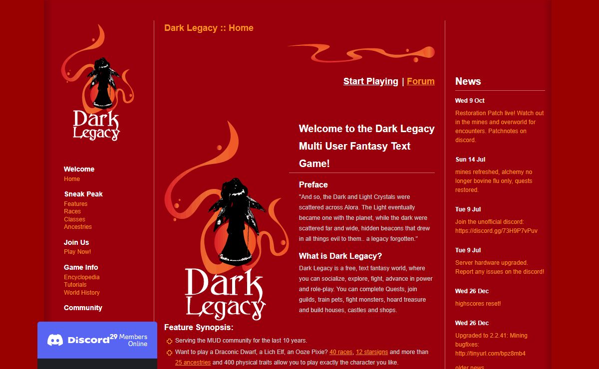 Home :: Dark Legacy :: Multi User Fantasy Text Game