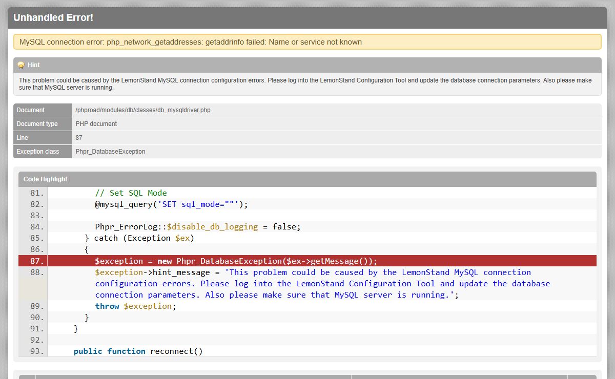 Unhandled Exception