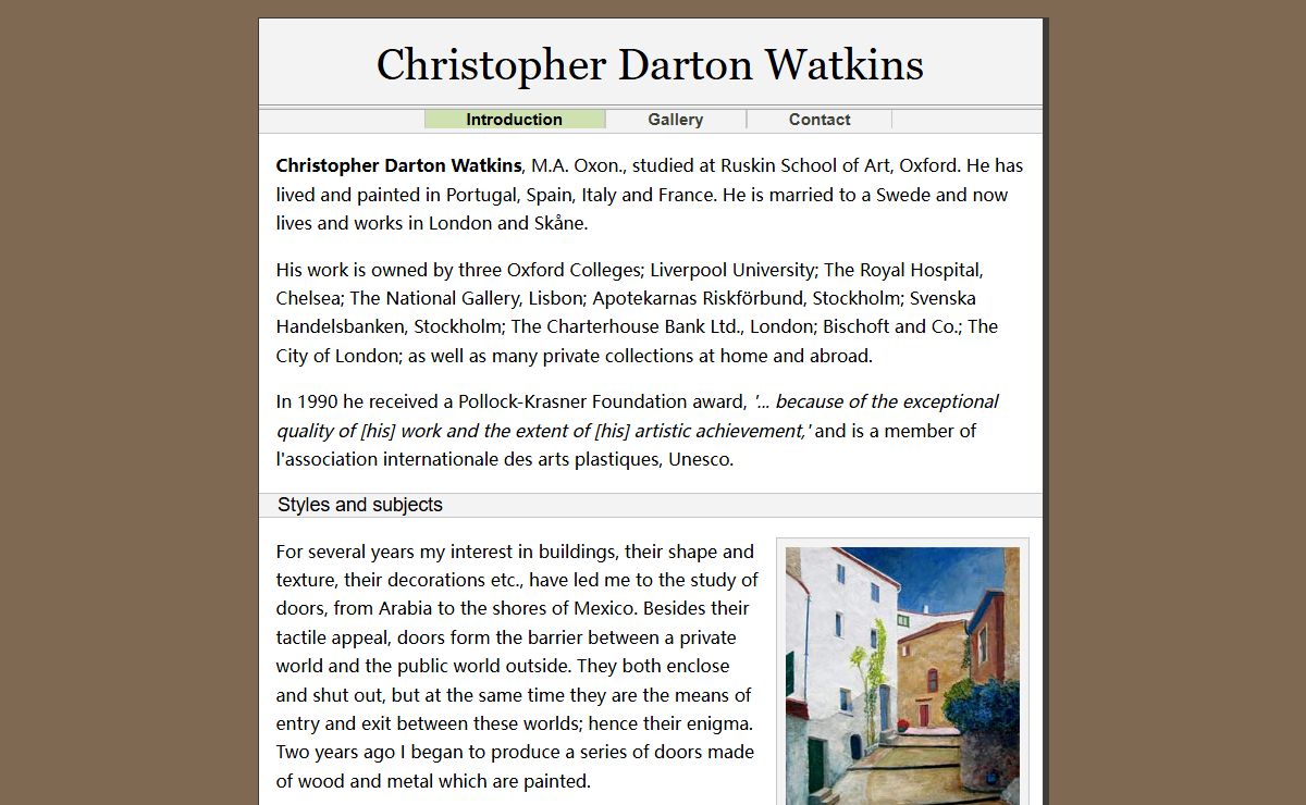 Christopher Darton Watkins | Introduction