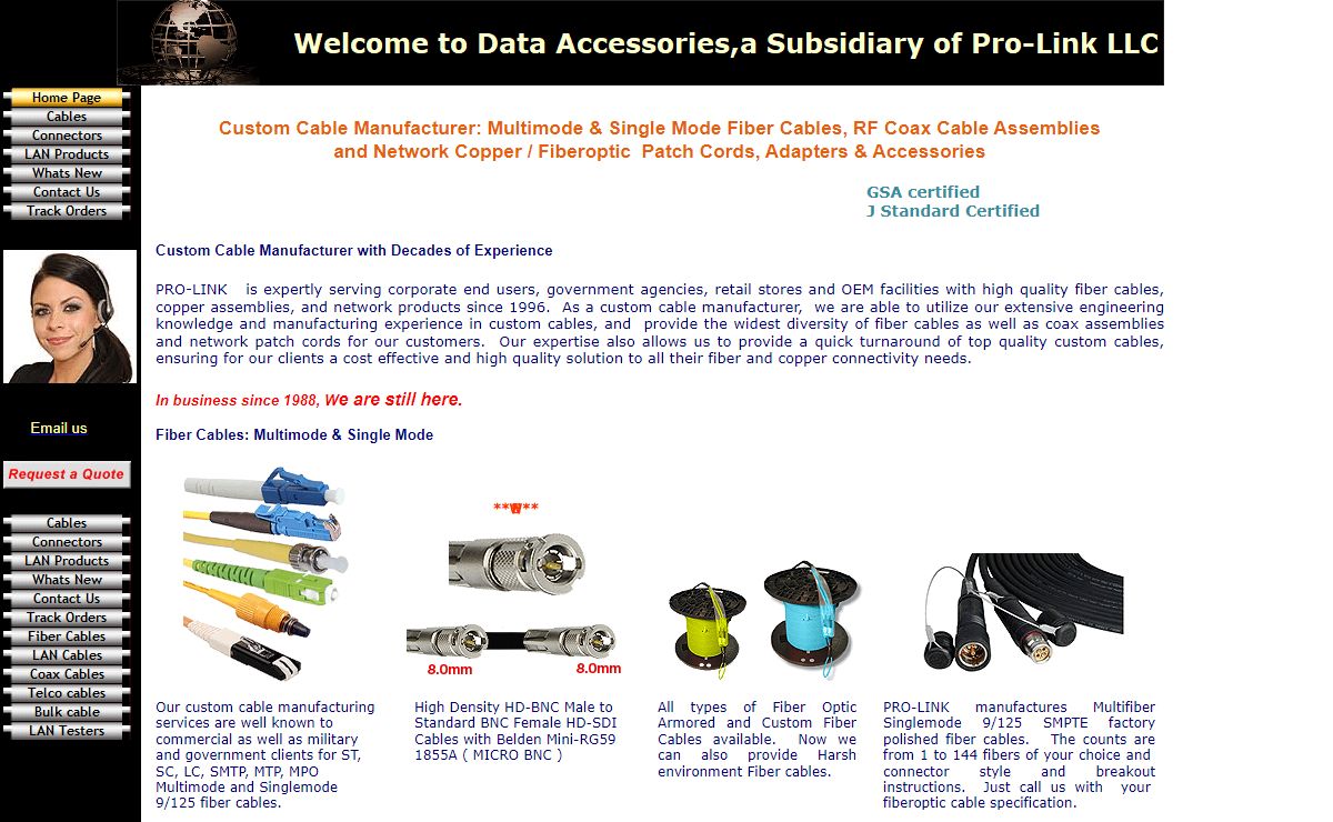 Custom Cable Manufacturer: Multimode & Single Mode Fiber Cables, Coax Assemblies and Network Copper / Fiberoptic Patch Cords, Adapters & Accessories