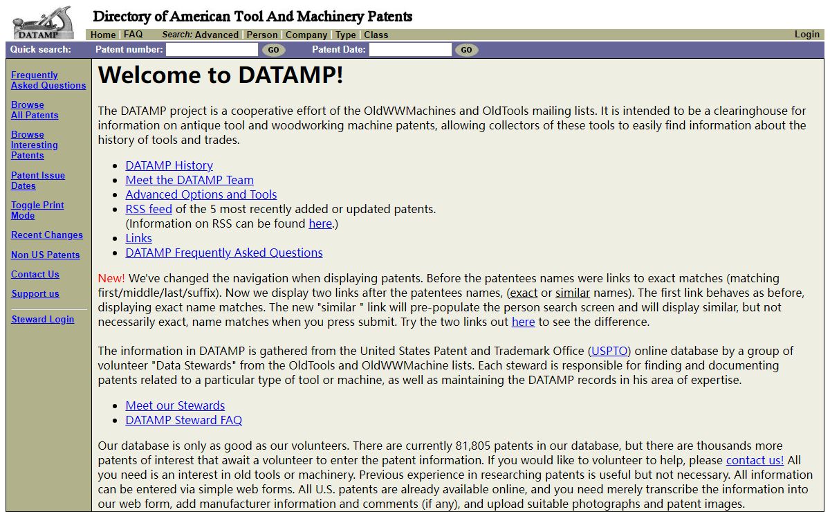 DATAMP - Directory of American Tool and Machinery Patents