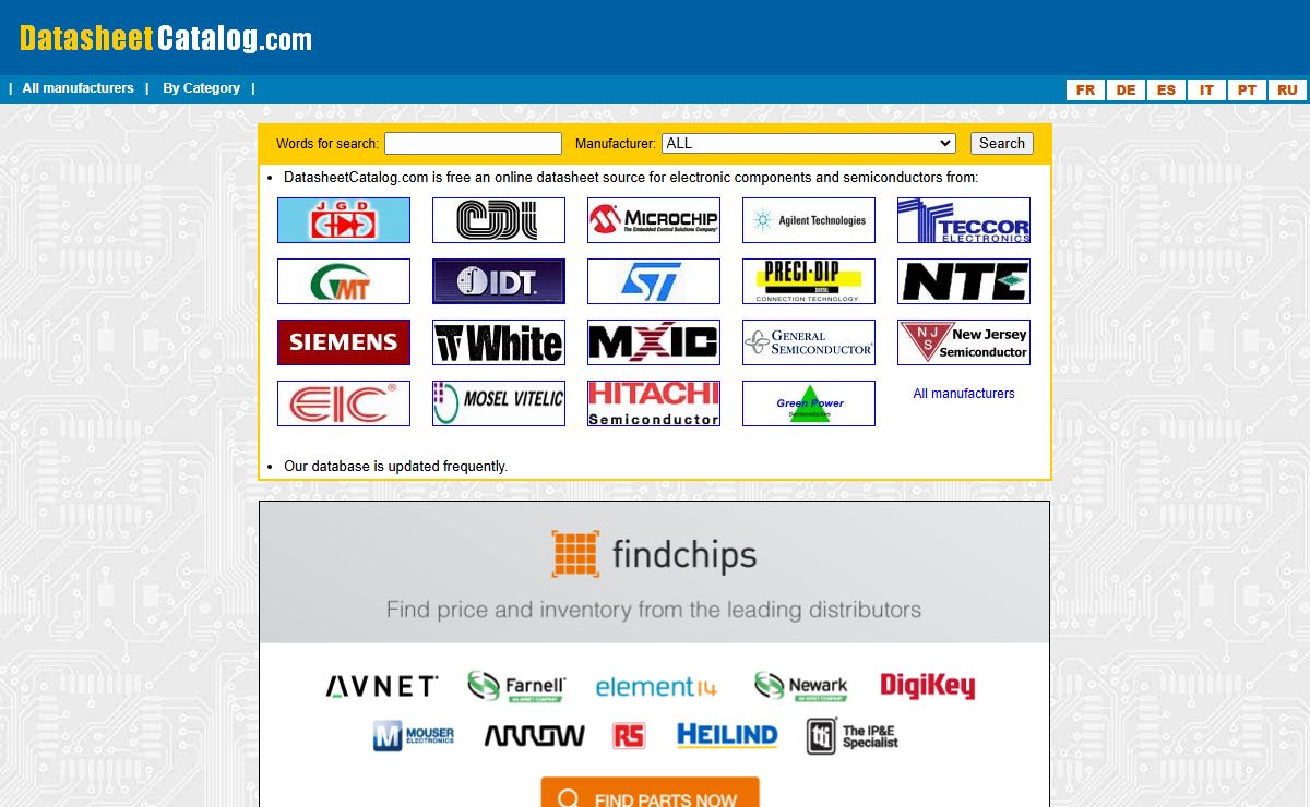 Datasheet catalog for integrated circuits, diodes, triacs, and other semiconductors, view