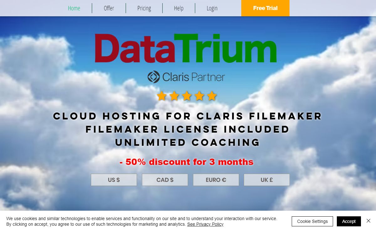DataTrium Claris FileMaker Cloud Hosting | hosting claris filemaker solution apps