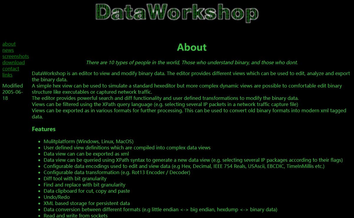 DataWorkshop, a binary data editor