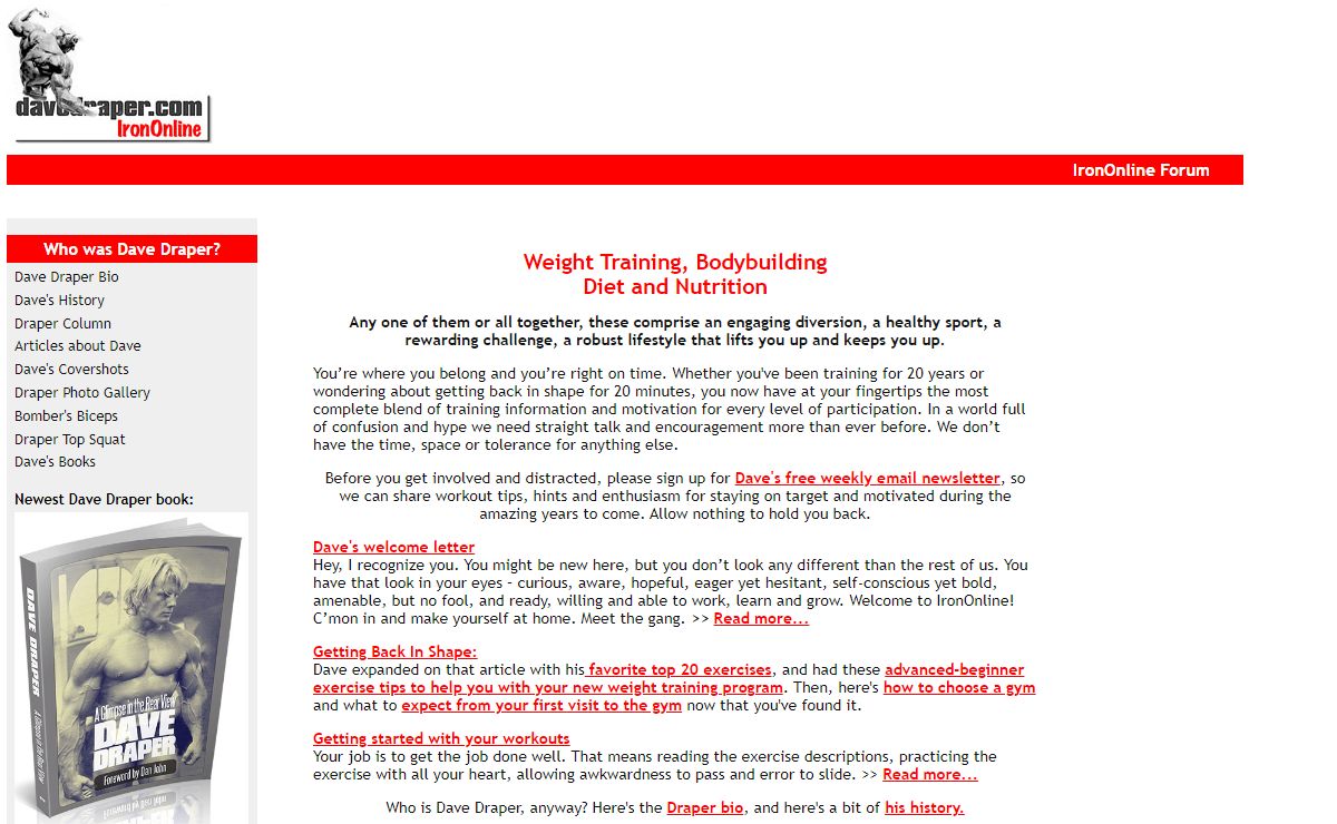 Bodybuilding, Weight Training, Nutrition and Diet Guidelines from Mr. Universe Dave Draper