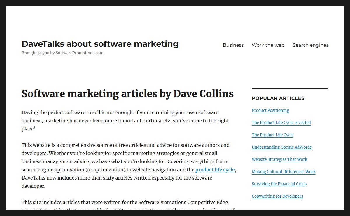 Software Marketing Articles By Dave Collins
