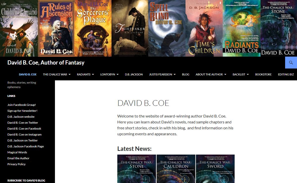 David B. Coe, Author of Fantasy | Books, stories, writing ephemera
