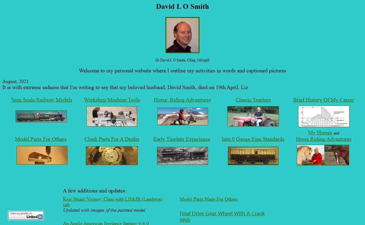 Dr David L O Smith - Model Engineer and Horseman