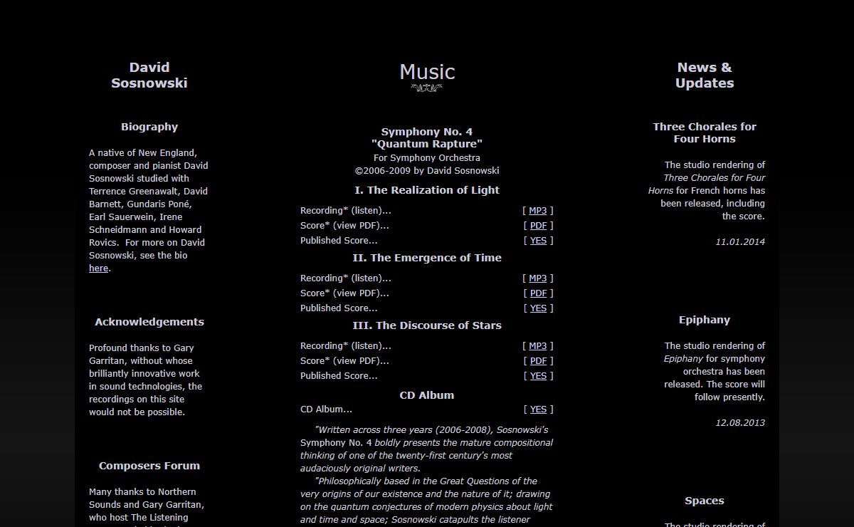 The Music of David Sosnowski