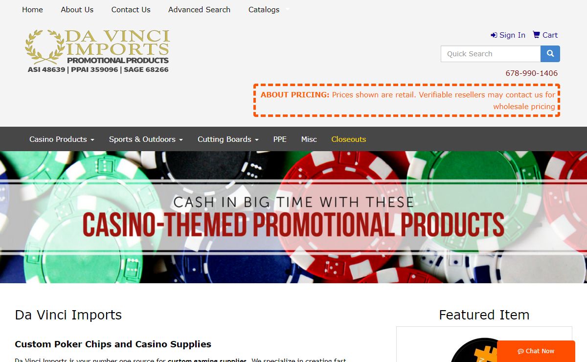 Da Vinci Imports | Custom Casino and Gaming Supplies | Roswell, GA: Home