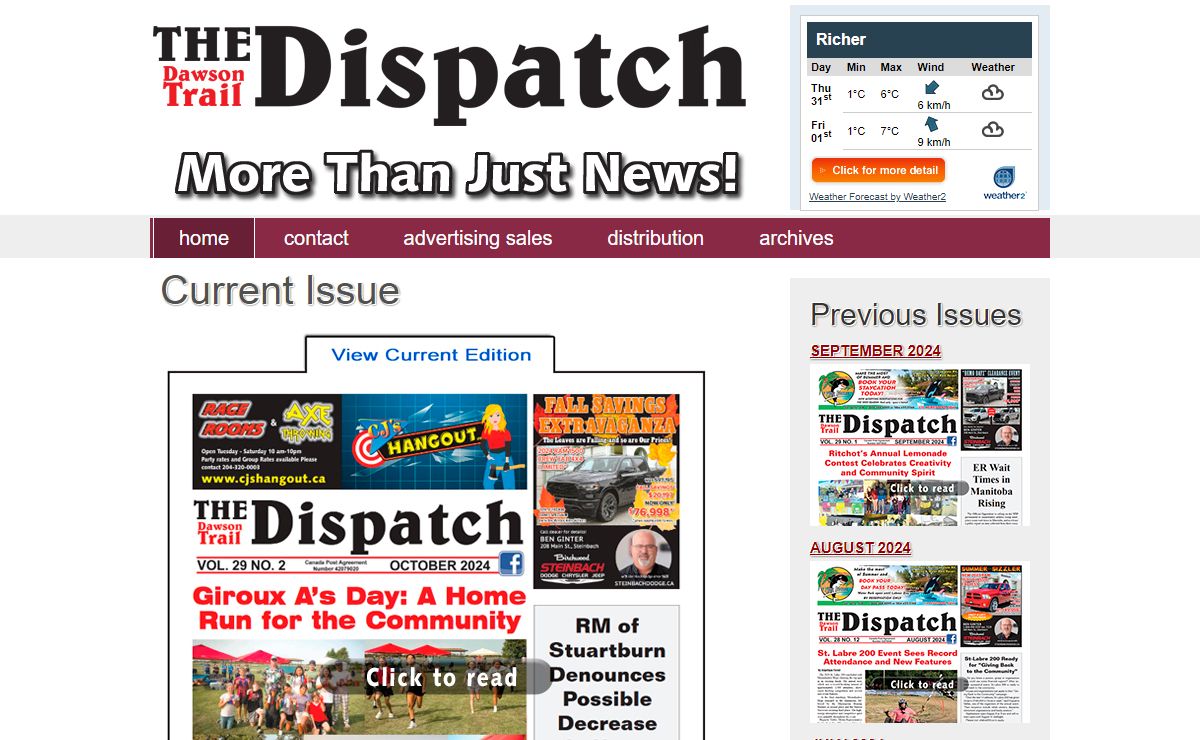 Current Issue - Dawson Trail Dispatch - South-East Manitoba's Community NewspaperCurrent Issue