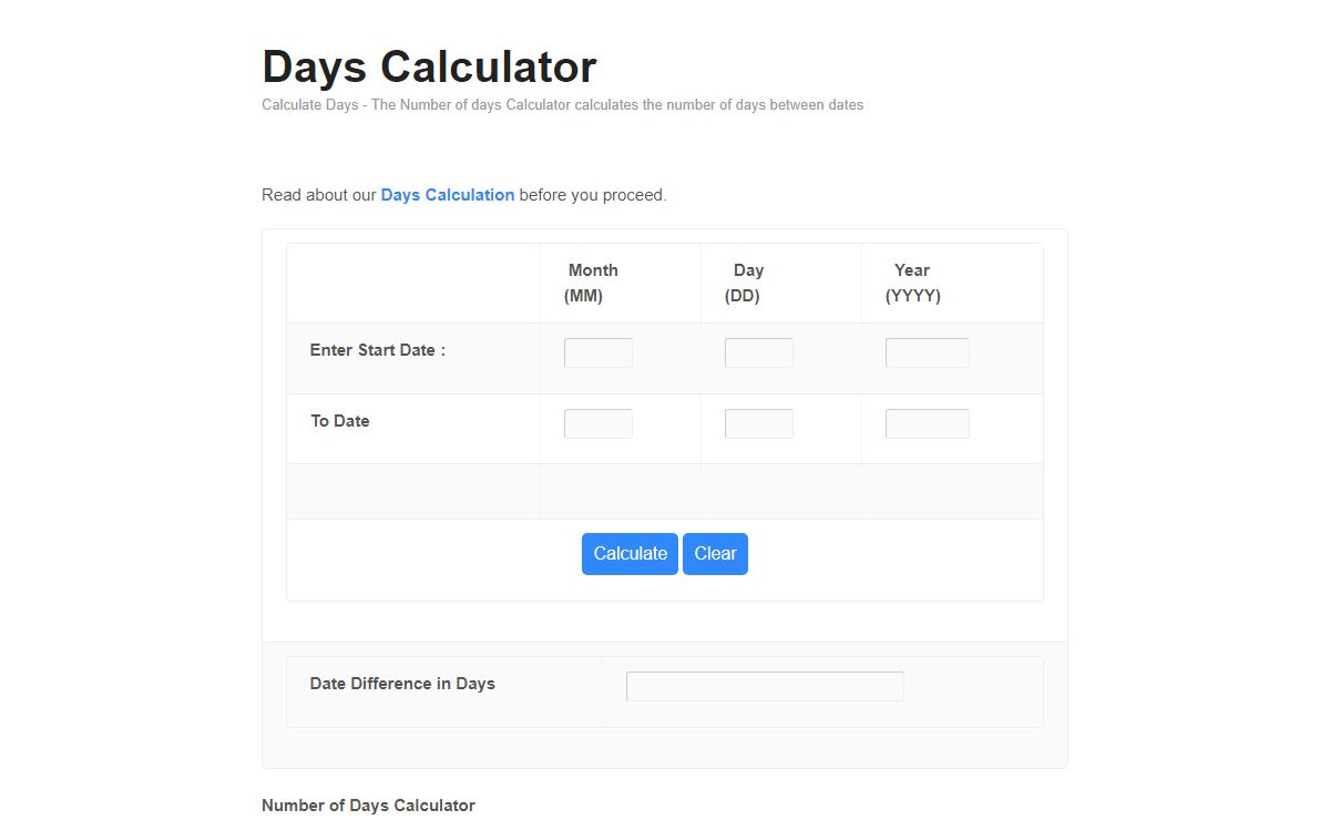 Days Calculator