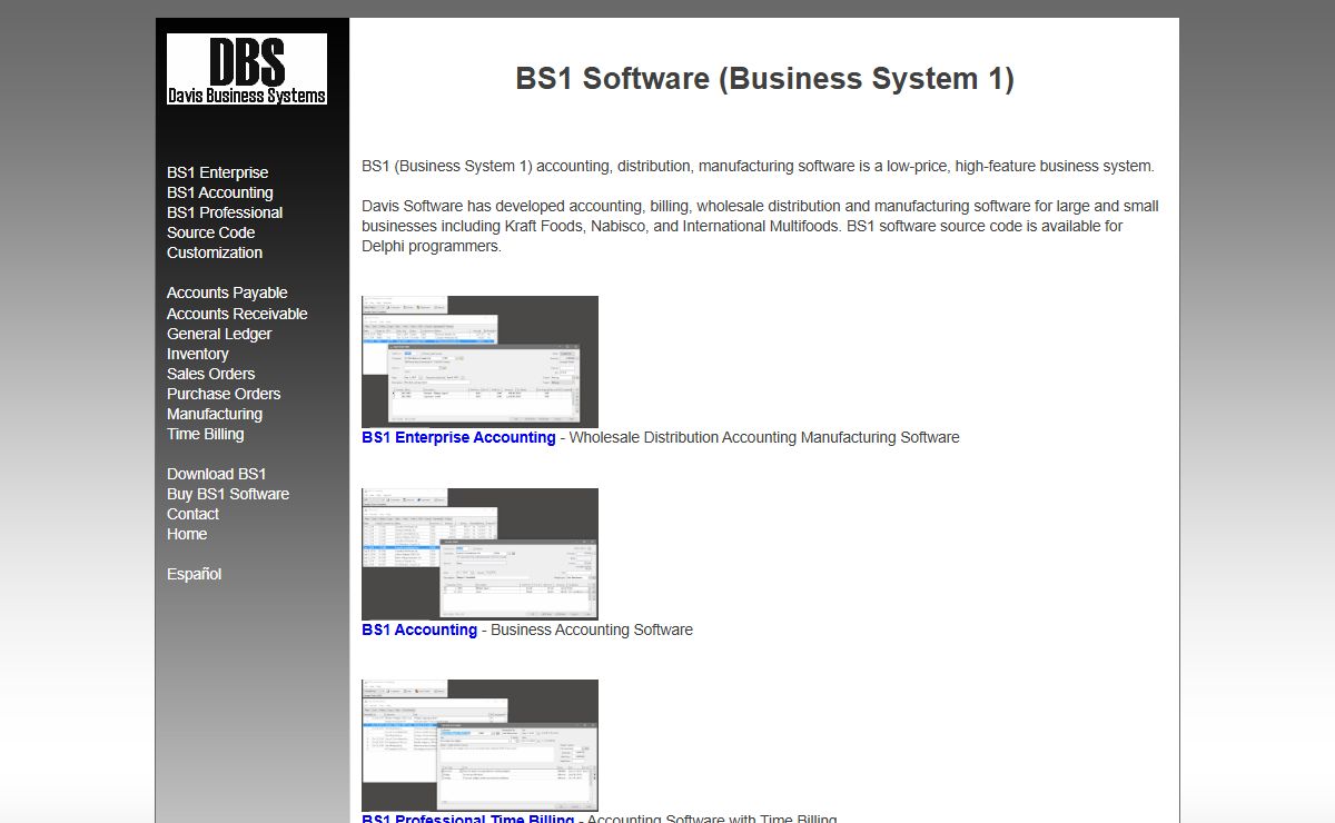 BS1 accounting software: BS1 (Business System 1)