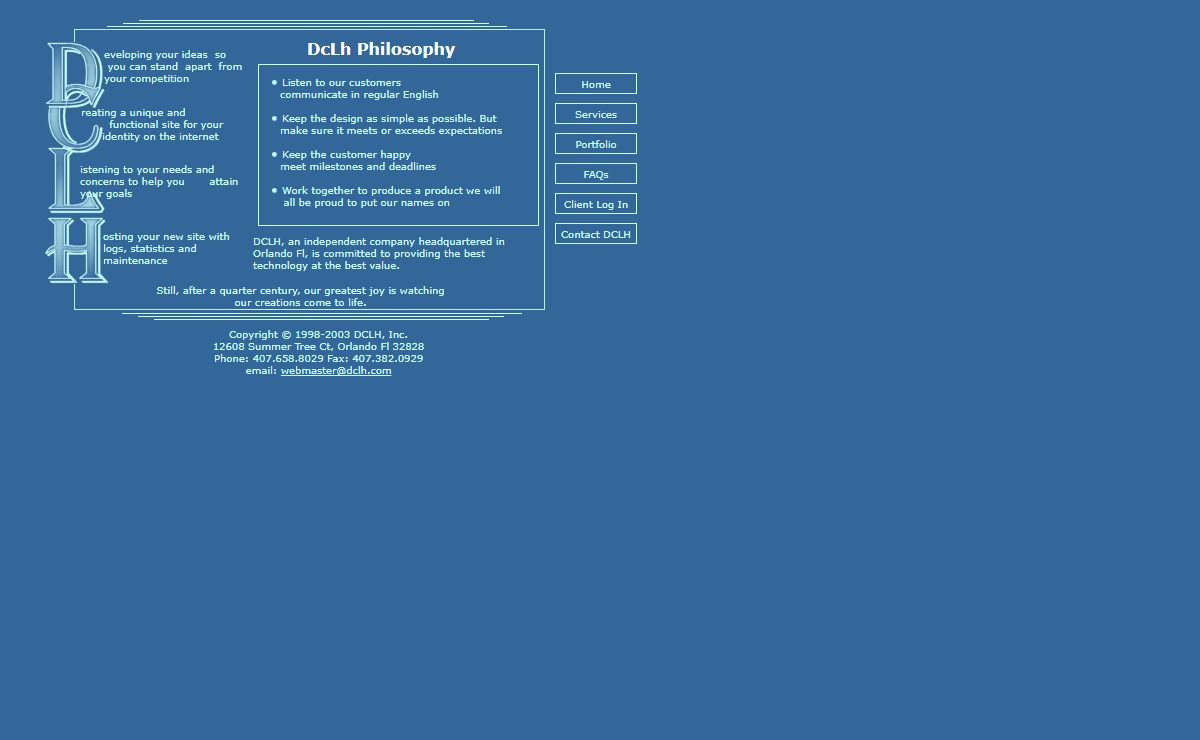 Web design and programming philosophy and overview of DCLH