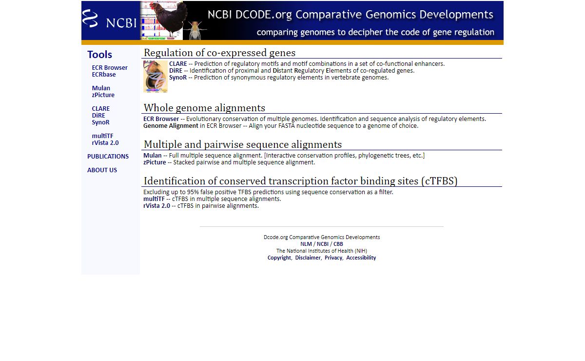 dcode . org :: NCBI Dcode.org Comparative Genomics Developments