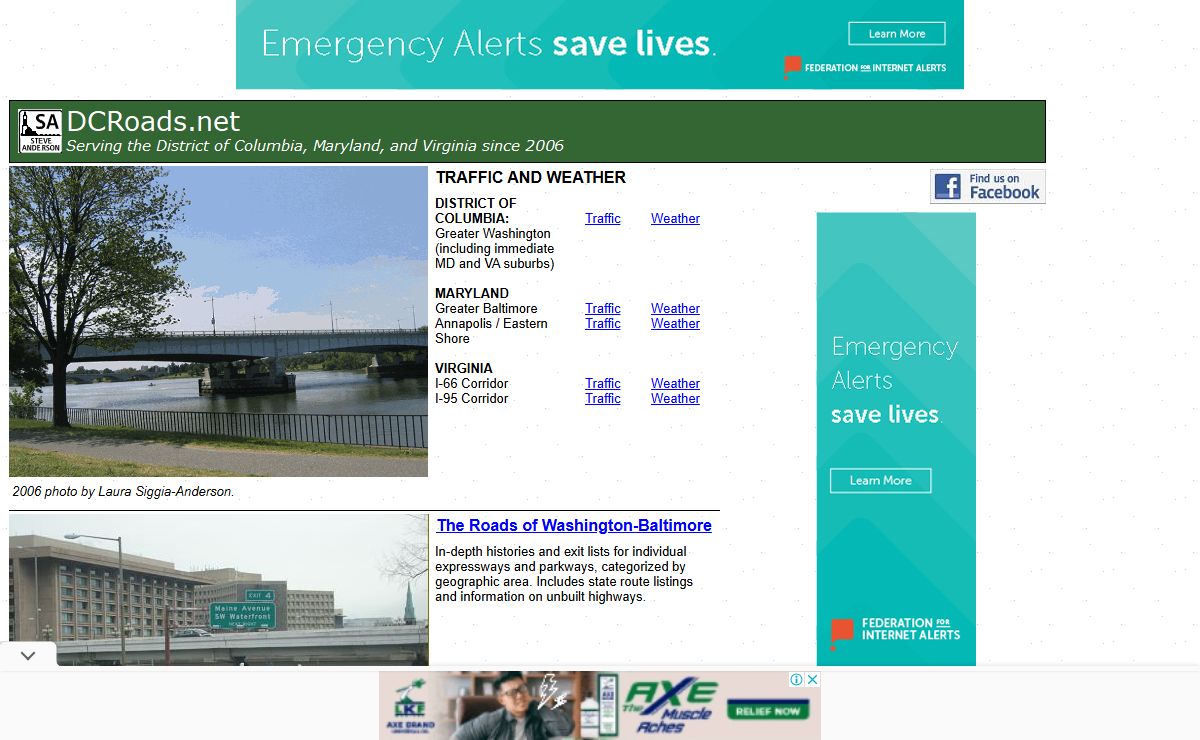 Washington-Baltimore Area Roads, Crossings and Exits
