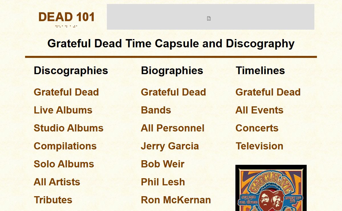 Dead101 - Grateful Dead Time Capsule and Discography