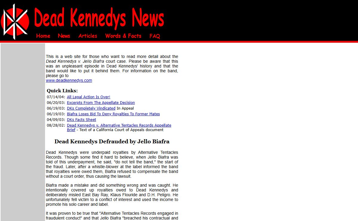 Dead Kennedys News - home page